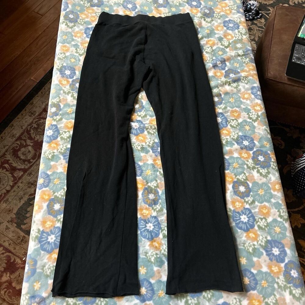 Victoria’s Secret Black wide leg drawstring yoga pants women's medium LONG y2k